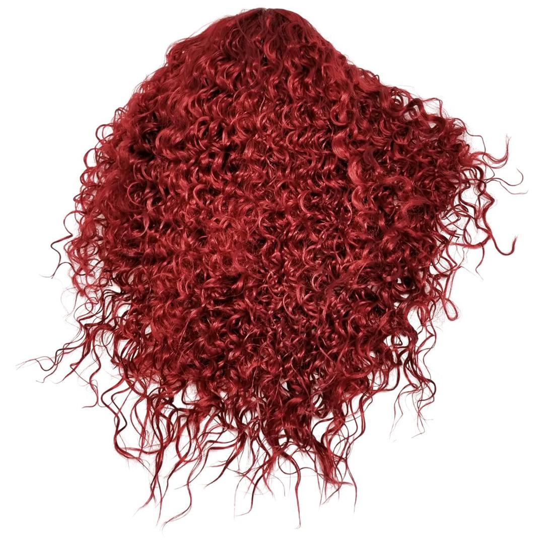 99 J Water Wave Burgundy Deep 24 Inch Lace Front Wig Glueless Human Hair for Women