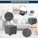 NeColorLife Small Ottoman Covers for Square Stools, Stretch Jacquard Soft Knitted Slipcovers for Storage Ottomans or Footrests,Grey,Set of 2