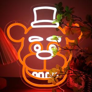 Bear Neon Signs for Wall DecorLED Neon Lights for GameroomBirthdayChristmas Gifts for kids 5V Power Adapter (wite+orange)