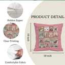 Pink Vintage Christmas Pillow Covers, Winter Holiday Pillow Covers 18x18, for Women Girls, Winter Holiday Pillows Decorative Decor Decorations Pillows for Couch Sofa