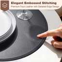 Round Vinyl Black Placemats Set of 6, Faux Leather Waterproof Wipeable Heat Resistant Place Mats, Washable Table Mats for Halloween, Thanksgiving & Christmas Dinner(Black), 15''X15''