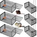 Qualirey 6 Packs Humane Rat Trap Chipmunk Rodent Mouse Squirrel Traps Foldable Live Animal Mouse Voles Hamsters Rat Live Cage for Indoors Outdoors Easy to Catch and Release