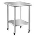 Stainless Steel Table with Wheels, 24 x 24 Inch Stainless Table for Prep & Work, Commercial NSF Steel Metal Table for Restaurant Kitchen Hotel Garage
