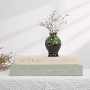 Decorative Book Storage Boxes Set of 2 - Faux Book Storage for Photos & Keepsakes Elegant Linen Fabric Coffee Table, Bookshelf, Mantel Decor Aesthetic Home Organization Box (Sage-Beige)