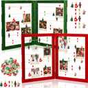 Geelin 36 x 24 Inch 2 Set Photo Display Board, 2 Panel, Christmas Colors
with Clips, Rustic Freestanding Picture Collage Frame, Farmhouse Photo Hanging, Christmas Card Display Stand, for Holiday