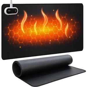 Heated Desk Pad, 31.5 x 13 in Heated Mouse Pad & Desk Mat, Black