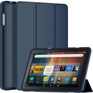 All-New Amazon Fire HD 8 & 8 Plus Tablet Case (12th/10th Generation, 2024/2022/2020), DJ&RPPQ Smart Trifold Stand Cover with Soft TPU Back and Auto Wake/Sleep Also for 8in Sony Nokia-Navy Blue