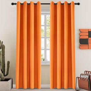 Orange Blackout Curtains Thermal Insulated Drapes Solid Window Treatment Set Grommet Top Curtain for Living Room Bedroom (W52 x L96 Inch, Orange Tiger)