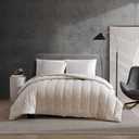Kenneth Cole - King Comforter Set, Velvet Metallic Bedding with Matching Shams, Velvet Home Decor, Oeko-Tex Certified (Banks Ivory, King)
