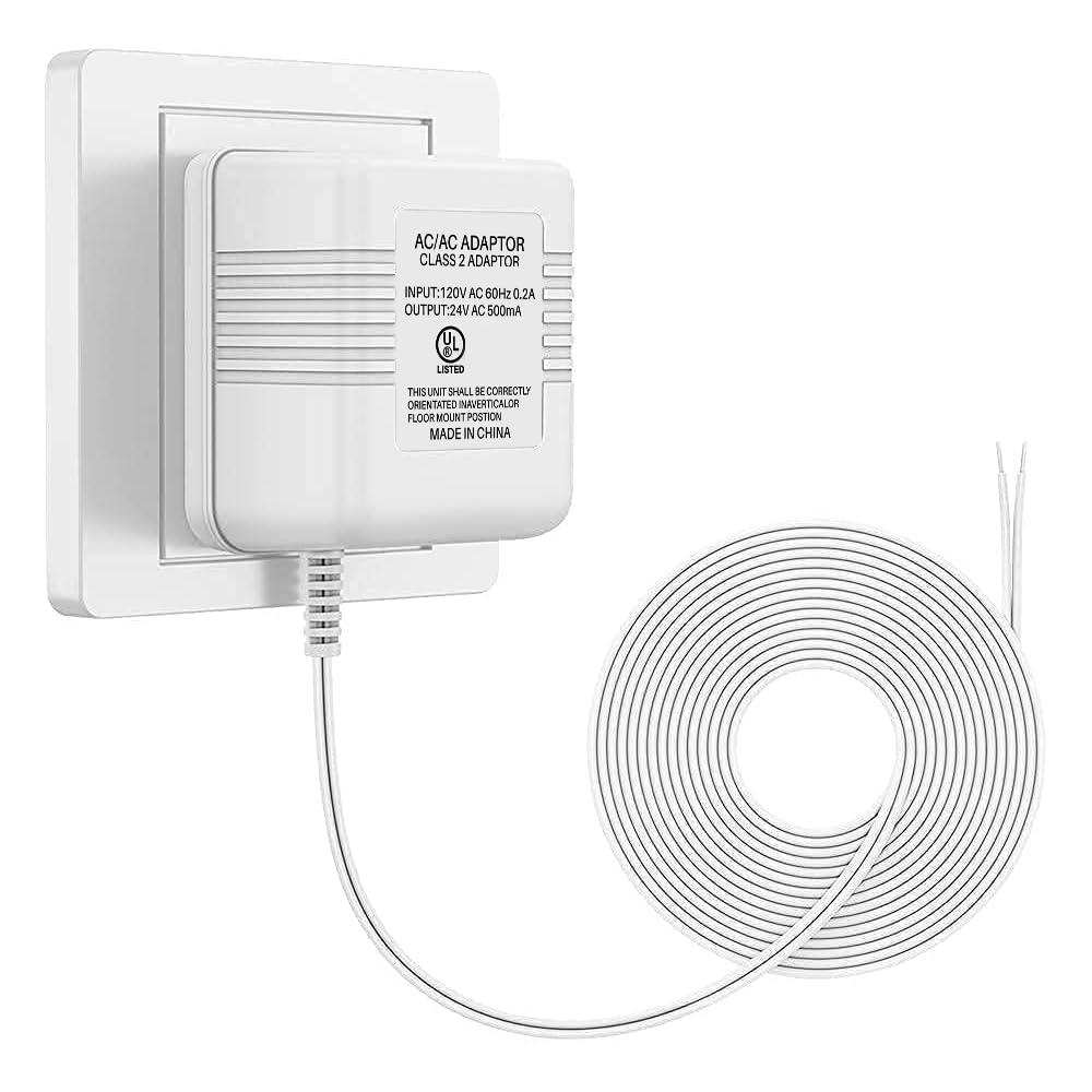 Doorbell Transformer UL Certified 24V Power Supply Compatible with Nest, Arlo, Ring, Amcrest, Logitech and Other Doorbells, Thermostats C Wire (26FT Power Cable)