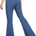 CLOZOZ High Waisted Flare Jeans for Women Stretchy Pull On 70s Bell Bottom Jean Pants Trendy Fashion Fitted Pant with Pockets (Blue, XL)