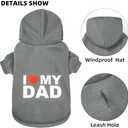 GreenJoy Dog Sweater Dog Hoodie Cold Weather Dog Coat Hooded Sweatshirt for Puppies, Cats, (Grey(I Love My Dad), Medium)