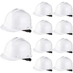 Leumoi 10 Pcs Suspension Hard Hat, Construction Hard Hat for Safety, Ratchet Cap Style with Self Adjusting Crown Straps for Man Woman