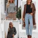 Ficerd 3 Pack Women's Long Sleeve Shirts, Cotton Crew Neck Tunic Tops Casual Loose Fit Pullover Sweatshirts Curved Hem Shirts (X-Large, Black, Dark Gray, Light Gray)