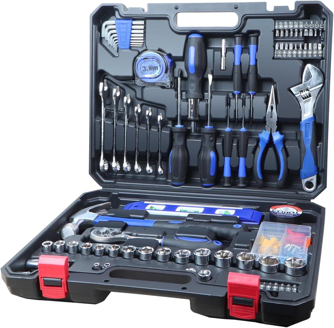 jar-owl Home Tool Kit Tool Set 146 Pieces Metric Household Hand Tool KitAuto Repair Tool Set with Portable Toolbox for Homeowner, Diyer, Handyman