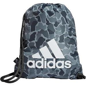 adidas Ready Sackpack, Drawstring Backpack for Women and Men, Lightweight Small Gym Bag, Essential Camo Black/Gray/White, One Size, Nomad Camo Grey/White/Black