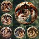 2 Pack Nativity Scene Ornaments - 3.15'' Diameter & Gifts Boxed Keepsake | Christmas Tree Nativity Scene Hanging Ornaments, The Birth of Jesus Decor, Religious Gifts for Christian & Family