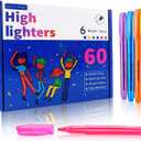 Highlighters Assorted Colors, 60 Pack Highlighters Bulk : No Bleed & Dry-Quickly, Highlighter Set : Chisel Tip & 6 Bright Colors, Highlighter Markers for school | college | office supplies (Multicolor)