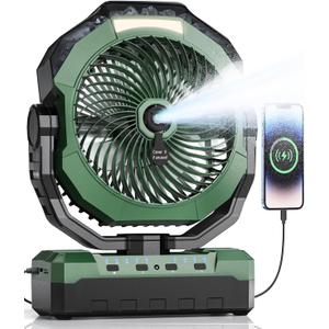 Portable Misting Fan,36000mAh Rechargeable Battery Powered Camping Fan, Large 18-160H