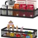 PUSDON Hanging Storage Baskets Organizer Wall Mount, Metal Wire Storage Bin Rack for Kitchen Bathroom Shower Spice Shelf Home Decor Essentials Black-2 Packs (Netting)