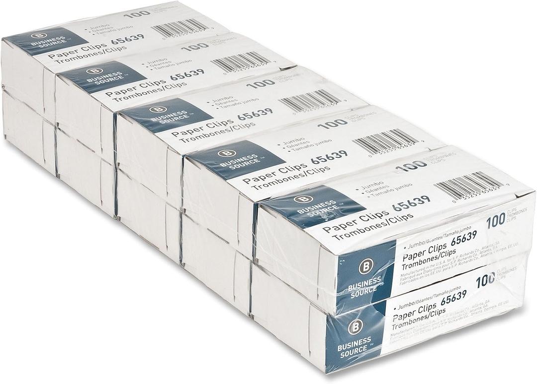 Business Source Paper Clips, Jumbo, .041 Wire Gauge, 1000/ Pack, 41 Mile (65639)