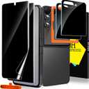 Milomdoi 6 in 1 Privacy Screen Protector for Samsung Galaxy Z Flip 7, 2 Pack Inside Anti-Spy Film with 2Pack Front Tempered Glass + 2 Pacs Camera Lens Protector Accessories