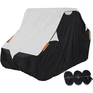 UTV Cover with Heavy Duty 420D Oxford Fabric, Side by Side UTV Cover Protects from Rain, Hail, Leaves and UV, 165x70x75 Utility UTV Cover Fit Polaris Can-Am Defender (Black & Silver)