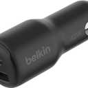 Belkin BoostCharge 42-Watt Dual Port Fast Car Charger w/30W USB-C & 12W USB-A Ports for iPhone 16, 16 Pro, Galaxy S25, S24, Pixel 9 & 8, Nintendo Switch 2 & More - Black