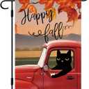 DLZDN Hello Fall Black Cat Garden Flag 1218 Inch Double Side Vertical Burlap Farmhouse Yard Sign Autumn Seasonal Outdoor House Decoration