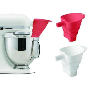 Flour Funnel for Kitchen Aid Mixer, Kitchen Aid Accessories and Attachments, Pouring Chute Pour Spout Compatible with (KSM150) 4.5-5 Qt Tilt-Head, Foldable Silicone Collapsible Food Grade (2Pcs)