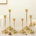 BEAHOT Gold Candle Holders, Set of 6 with Matching Candle Snuffer Elegant Non-Slip Candlestick Holders for Christmas Decorations Wedding Centerpiece, Dining Table & Home Gift Display