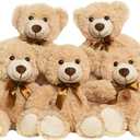 Teddy Bears Bulk 5 Packs 13.5 Inches Small Stuffed Bears Pack for Christmas Valentines Baby Shower Party Decorations Centerpieces Favors Light Brown