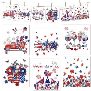 Patriotic Swedish Kitchen Dishcloths, 6 Pack 4th of July Dish Cloths Towel, Reusable America Flag Sponge Cleaning Cloths for Independence Memorial Day Home Decoration Gifts 7 x 8 in