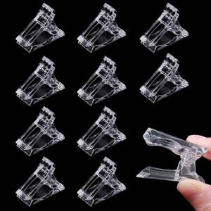10Pcs Nail Tips Clip Clear Transparent Nail Clips for Quick Building Polygel nail forms for polygel Finger Nail Extension UV LED Builder Clamps Manicure Nail Art Tool