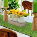 Hooqict Artificial Grass Table Runner 12 x 72 Inch Reusable Fake Grass Table Runner Green Faux Grass Table Decorations for Wedding Birthday Party Baby Shower Banquet Spring Summer Tabletop Decor