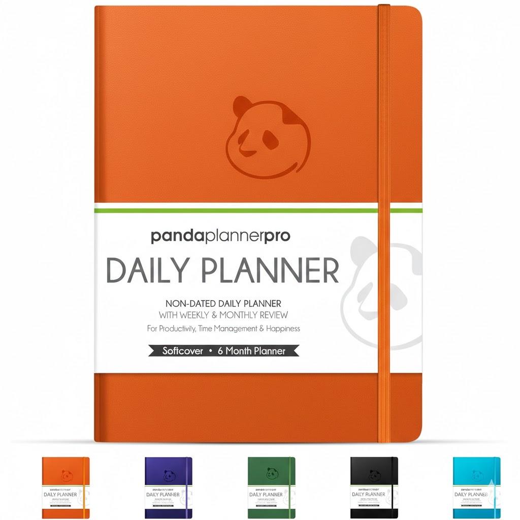 angePanda Planner Pro A4 Daily Planner 2026 6 Month Undated Planner with Hourly Schedule, Large 8.5x11 Layout, To Do List, Daily Journal, Goal Planner, Habit Tracker & Gratitude Organizer for Home/Office Orange