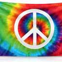 3x5 Feet Salomao Peace Tie-Dye Flag - Garden Decor Porch Lightweight Flag - Rainbow Hippie Flags For Outdoors Decorative - World Peace Sign Symbol Banner - Decorations Home Wall Flags