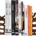 MyGift Rustic Burnt Wood Tabletop Cook and Books Decorative Bookends for Kitchen Countertop, Cookbook Display Holder 2 pc Set