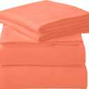 ROYALE LINENS 4 Piece Queen Sheets Set - Soft Brushed 1800 Microfiber Bedding - 1 Fitted and 1 Flat Sheet, 2 Pillow Cases - Wrinkle Free & Fade Resistant - Hotel Luxury Bed Sheets Set (Coral, Queen)