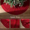 36 Inch Christmas Tree Skirt, Chunky Rustic Twisted Woven Round Tree Skirt with Tie Closure for Family Gatherings, Holiday Parties, Christmas Decorations (Red)