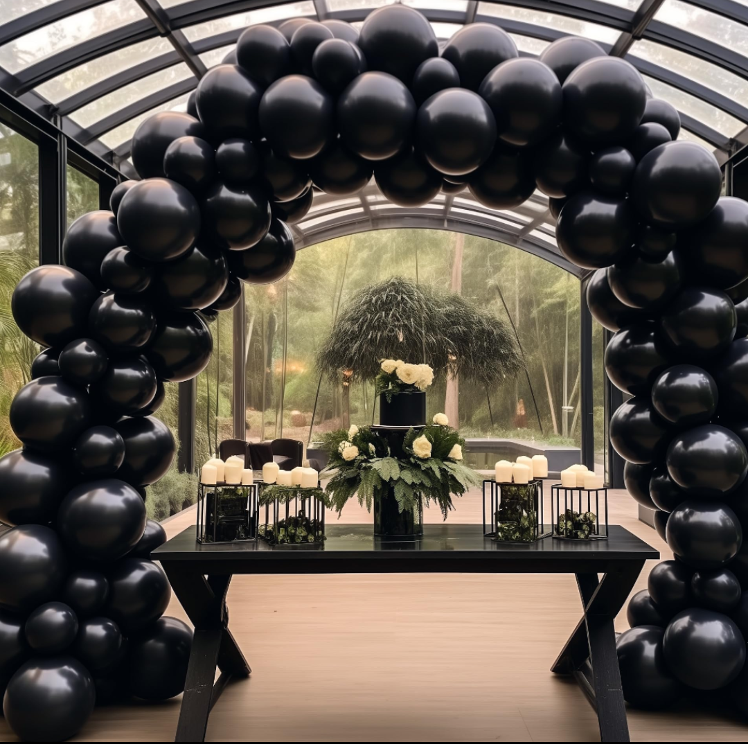 DECOCKRAT Black Latex Balloons Kit - 110PCS Party Balloons, 12'' Helium Balloon Set with Ribbon, Perfect for DIY, Birthday, Baby Shower, Wedding, Anniversary & Holiday Decoration 2 Pack