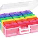 OMNISAFE Colored and Clear Plastic Hobby Art Craft Organizer, Mini Storage Containers with Latching Lid, Acid-Free Box for Pencil,Scrapbooking,Photo (Small - 18 Pack Colored)