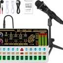 Podcast Equipment Bundle, Basic Audio Interface with Mic and Stand, Denosing, Ducking, Remove Vocals, Loopback, Easy Used Podcast Bundle for KTV,Streaming,Podcasting,YouTube, TikTok(White)