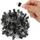 120 Pack Mini Binder Clips, Black Binder Clips, Small Paper Clips 15mm 5/8 Inch. Micro Size Office Clips for Home School Office and Business.