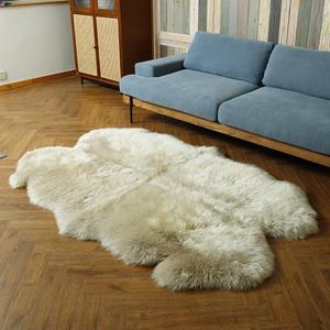 LLB Genuine Sheepskin Area Rug Fur Carpet Fluffy Shaggy Fur Rug for Living Room Kids Bedroom Real Sheepskin Throw Lambskin Aesthetic Rugs Sofa Mat Chair Seat Covers (Cream Brown, 4ft x 6ft Sheepskin)