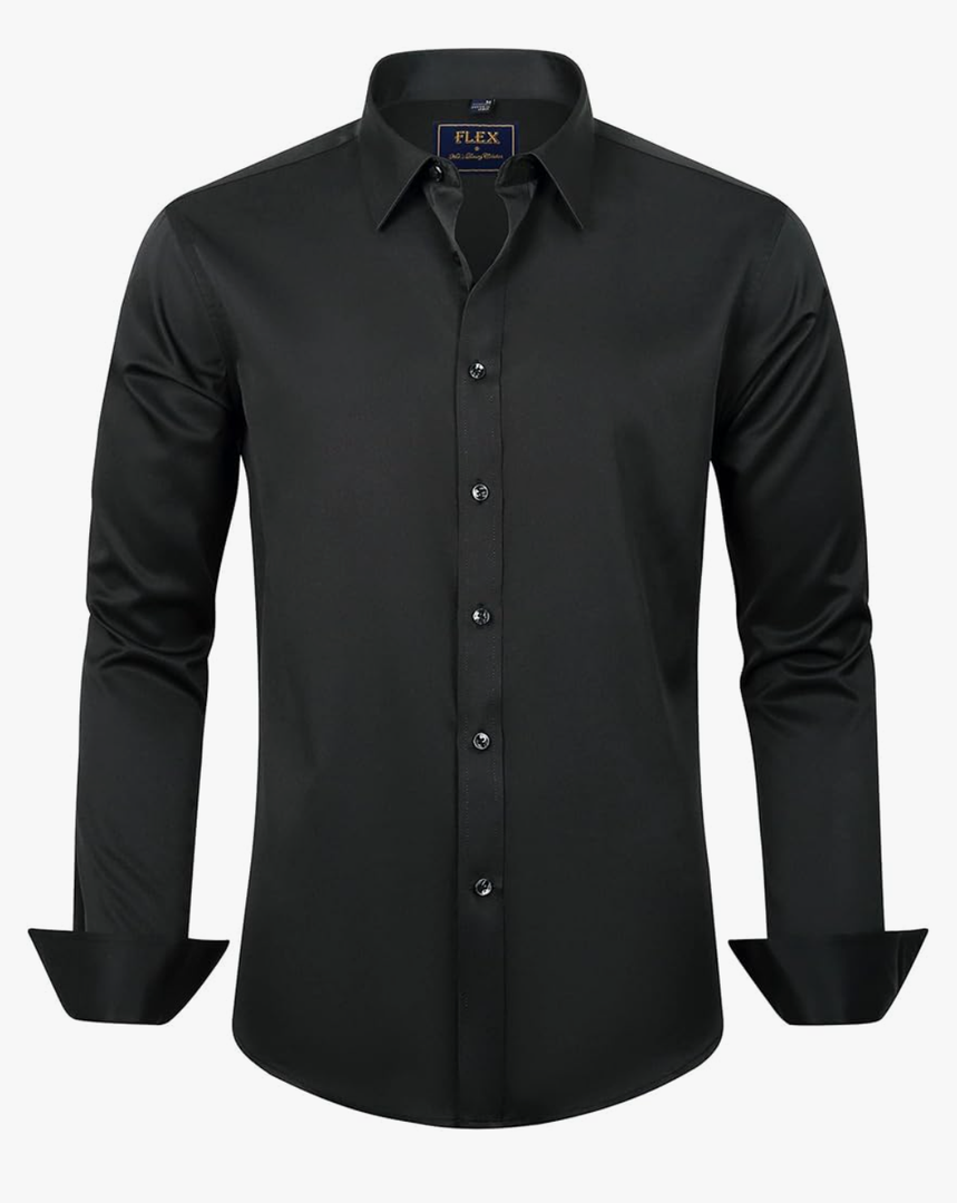 J.VER Men's Dress Shirts Solid Long Sleeve Stretch Wrinkle-Free Formal Shirt Business Casual Button Down Shirts Size L