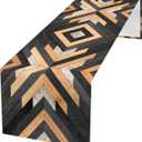 Western Table Runner 13x71 Inch Boho Aztec Table Runners Wooden Farmhouse Table Decorations Rustic Coffee Dresser Scarf for Home Kitchen Dining Room Party (13"x71", Black Wooden)