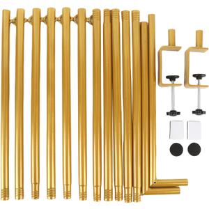Mumusuki Over The Table Rod Stand with Clamps, 29-55in Tall 46-100in Length Iron Balloon Arch Stand Flower Table Arch for Birthday Party Wedding Xmas Decoration (Gold)