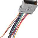 Stereo Wiring Harness, Car Speaker CD Player Modified Tail Line Connector, Plug and Play Waterproof Heat-Resistant Adapter, Compatible with Chevrolet Chrysler Hummer Buick Suzuki (Gray)