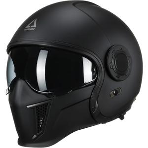 TRIANGLE Full Face Motorcycle Helmets,Off-Road Motocross Helmet for Men & Women,Dual Visor with Internal Tinted Sunshield,Open Face 3/4 Adult Racing Helmet DOT Approved(Black,XL)